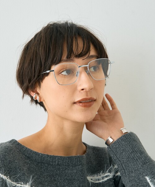 Rouge vif(ルージュヴィフ)の「【SEESON/シーズン】THE RULER 04 チタンフレーム スクエアメガネ(メガネ・レディース・シルバー・フリー)」の3枚目の写真