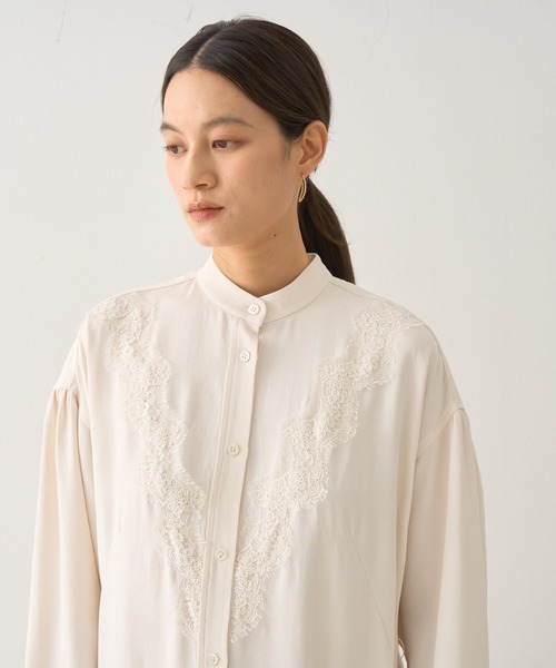 DESIGNWORKS(デザインワークス)の「レースコンビシャツワンピース(ワンピース・レディース・アイボリー/ネイビー・38)」の18枚目の写真
