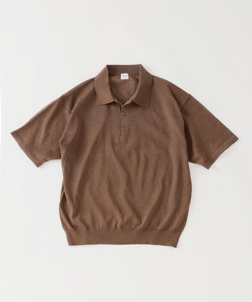 EDIFICE（エディフィス）の「LINEN LUXE ニット ポロ（ポロシャツ・メンズ・ブラック/レッド/ブラウン・MEDIUM/LARGE）」の7枚目の写真