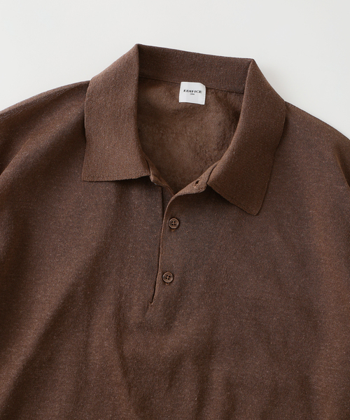 EDIFICE（エディフィス）の「LINEN LUXE ニット ポロ（ポロシャツ・メンズ・ブラック/レッド/ブラウン・MEDIUM/LARGE）」の8枚目の写真