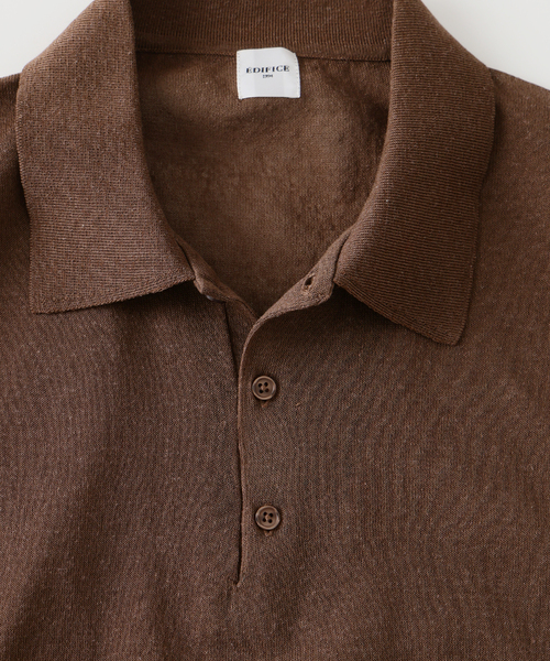 EDIFICE（エディフィス）の「LINEN LUXE ニット ポロ（ポロシャツ・メンズ・ブラック/レッド/ブラウン・MEDIUM/LARGE）」の9枚目の写真