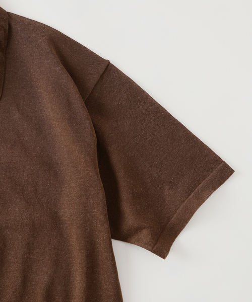 EDIFICE（エディフィス）の「LINEN LUXE ニット ポロ（ポロシャツ・メンズ・ブラック/レッド/ブラウン・MEDIUM/LARGE）」の10枚目の写真
