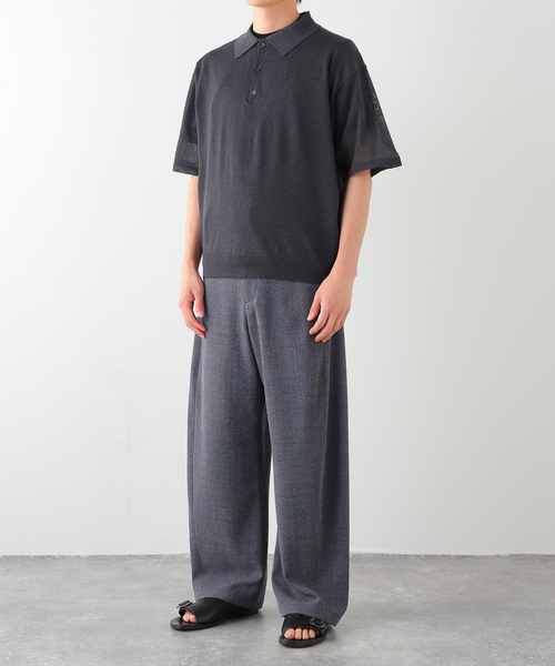 EDIFICE（エディフィス）の「LINEN LUXE ニット ポロ（ポロシャツ・メンズ・ブラック/レッド/ブラウン・MEDIUM/LARGE）」の18枚目の写真
