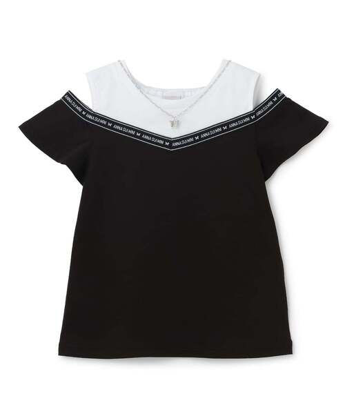 セール】ネックレスつきロゴテープTシャツ【接触冷感・UVカット】（T