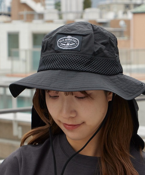 POLeR(ポーラー)の「POLeR/ポーラー 2WAY DRAW+SUNGUARD BRIM HAT サンガード付き メッシュブリムハット メンズ サファリハット アウトドアハット 2026年 夏 夏服(ハット・メンズ・ブラック/ネイビー/グレー・ONE SIZE)」の6枚目の写真