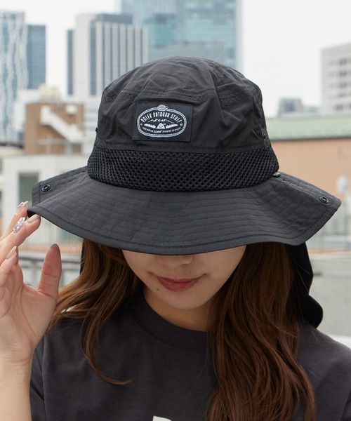 POLeR(ポーラー)の「POLeR/ポーラー 2WAY DRAW+SUNGUARD BRIM HAT サンガード付き メッシュブリムハット メンズ サファリハット アウトドアハット 2026年 夏 夏服(ハット・メンズ・ブラック/ネイビー/グレー・ONE SIZE)」の8枚目の写真