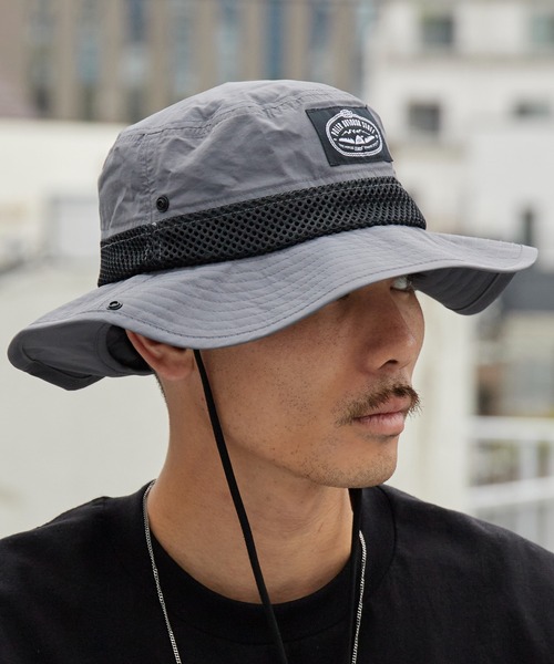 POLeR(ポーラー)の「POLeR/ポーラー 2WAY DRAW+SUNGUARD BRIM HAT サンガード付き メッシュブリムハット メンズ サファリハット アウトドアハット 2026年 夏 夏服(ハット・メンズ・ブラック/ネイビー/グレー・ONE SIZE)」の13枚目の写真