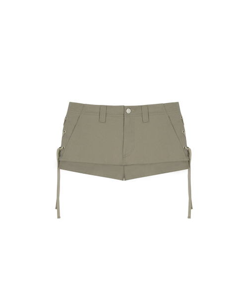 41PRAY（サイルプレイ）の「Layered Lace-Up Skirt shorts / Khaki Brown（スカート・レディース・カーキ・1/2）」の4枚目の写真