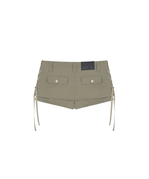 41PRAY（サイルプレイ）の「Layered Lace-Up Skirt shorts / Khaki Brown（スカート・レディース・カーキ・1/2）」の5枚目の写真