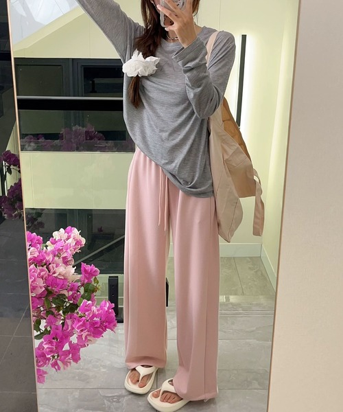 MAISON DE THERESE（メゾン ド テレーズ）の「6色展開 天糸 冷感 丸首 長袖Tシャツ UVカット エアコン対応 夏用インナー（Tシャツ/カットソー・レディース・ベージュ/パープル/ホワイト/ブラック/ブルー/グレー・FREE）」の16枚目の写真