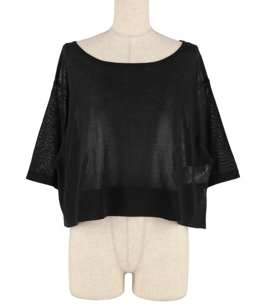 coca（coca）（コカ）の「シアーニットワイドクロップドトップス（Tシャツ/カットソー・レディース・ブラック/グレー・S/L/M）」の20枚目の写真