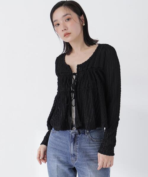 NATURAL BEAUTY BASIC(ナチュラルビューティーベーシック)の「フロントリボンシアーカーディガン(カーディガン/ボレロ・レディース・ダークブラウン/ブラック/オフホワイト・フリ-)」の20枚目の写真
