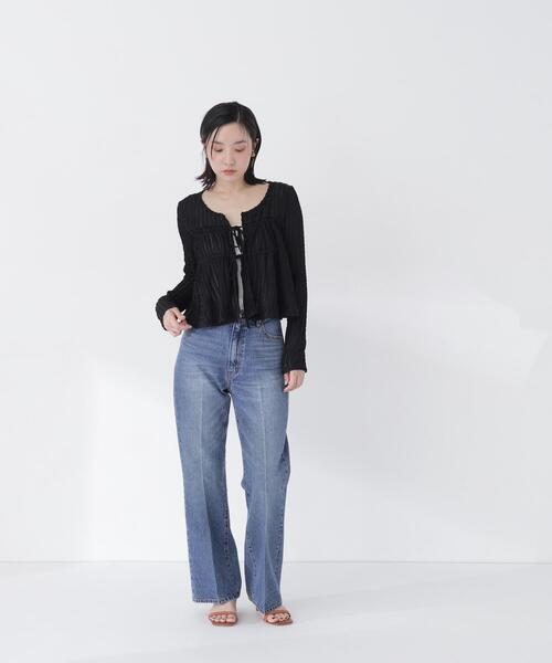 NATURAL BEAUTY BASIC(ナチュラルビューティーベーシック)の「フロントリボンシアーカーディガン(カーディガン/ボレロ・レディース・ダークブラウン/ブラック/オフホワイト・フリ-)」の21枚目の写真