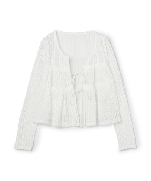 NATURAL BEAUTY BASIC(ナチュラルビューティーベーシック)の「フロントリボンシアーカーディガン(カーディガン/ボレロ・レディース・ダークブラウン/ブラック/オフホワイト・フリ-)」の13枚目の写真