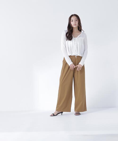 NATURAL BEAUTY BASIC(ナチュラルビューティーベーシック)の「フロントリボンシアーカーディガン(カーディガン/ボレロ・レディース・ダークブラウン/ブラック/オフホワイト・フリ-)」の14枚目の写真