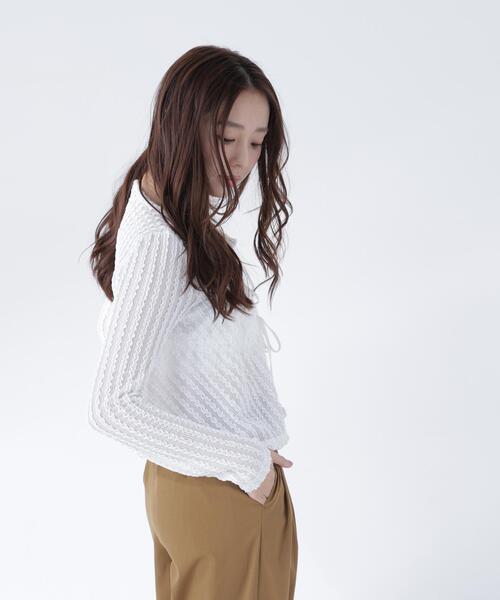 NATURAL BEAUTY BASIC(ナチュラルビューティーベーシック)の「フロントリボンシアーカーディガン(カーディガン/ボレロ・レディース・ダークブラウン/ブラック/オフホワイト・フリ-)」の19枚目の写真