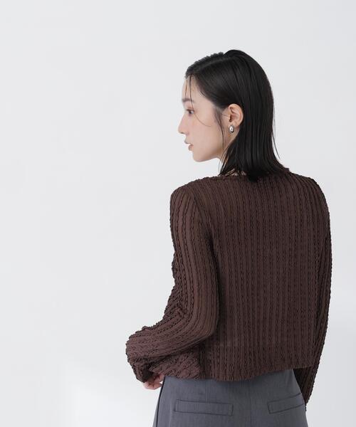 NATURAL BEAUTY BASIC(ナチュラルビューティーベーシック)の「フロントリボンシアーカーディガン(カーディガン/ボレロ・レディース・ダークブラウン/ブラック/オフホワイト・フリ-)」の11枚目の写真