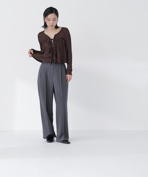 NATURAL BEAUTY BASIC(ナチュラルビューティーベーシック)の「フロントリボンシアーカーディガン(カーディガン/ボレロ・レディース・ダークブラウン/ブラック/オフホワイト・フリ-)」の12枚目の写真