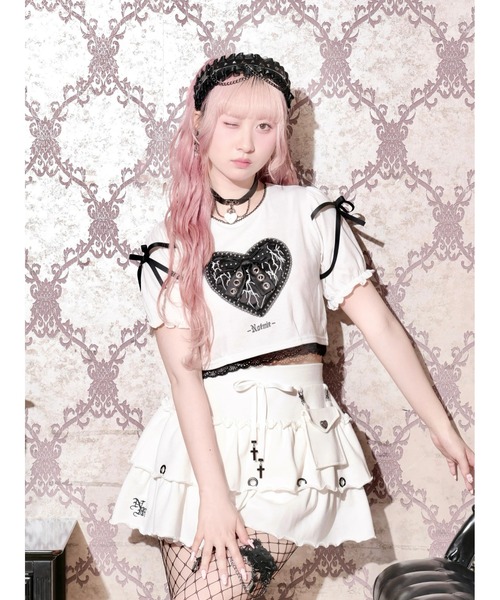 NOEMIE（ノエミー）の「裏毛ポケット付きフリルティアードスカパン（スカート・レディース・ブラック/ピンク/オフホワイト・M）」の9枚目の写真