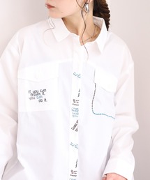 EMAGO らくがきロゴ刺繍シャツ 長袖