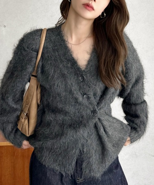 Eclat one(エクラワン)の「【Eclat one】マルチ WAY カシュクール ニット カーディガン(ニット/セーター・レディース・チャコール/オートミール/パープル・FREE)」の4枚目の写真