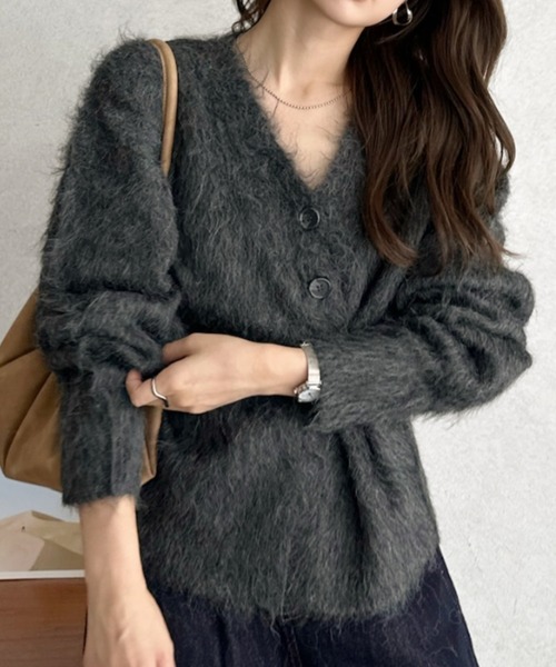 Eclat one(エクラワン)の「【Eclat one】マルチ WAY カシュクール ニット カーディガン(ニット/セーター・レディース・チャコール/オートミール/パープル・FREE)」の7枚目の写真