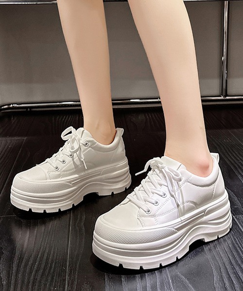 Lace Ladies(レースレディース)の「ボリューム レースアップ 厚底 ハイソール スニーカー(スニーカー・レディース・ブラック/アイボリー・25cm/23cm/23.5cm/24cm/24.5cm/22.5cm)」の2枚目の写真
