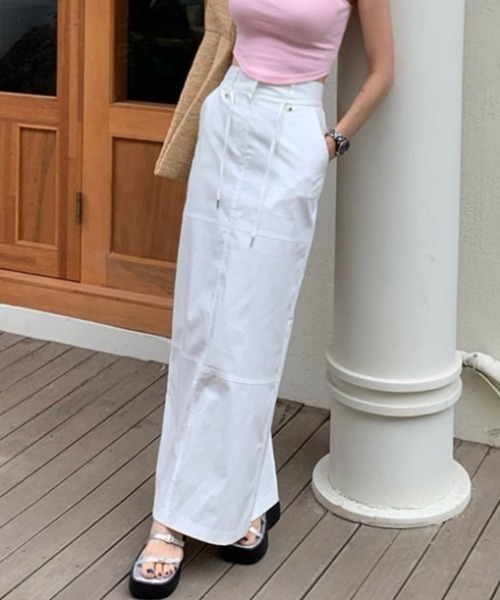 YUGA(ユーガ)の「YUGA_YGMC Korean-style Drawstring Cargo Skirt(スカート・レディース・ホワイト/ブラック/カーキ・FREE)」の1枚目の写真