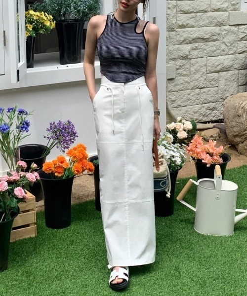YUGA(ユーガ)の「YUGA_YGMC Korean-style Drawstring Cargo Skirt(スカート・レディース・ホワイト/ブラック/カーキ・FREE)」の10枚目の写真