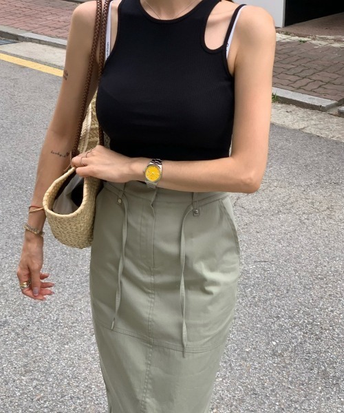 YUGA(ユーガ)の「YUGA_YGMC Korean-style Drawstring Cargo Skirt(スカート・レディース・ホワイト/ブラック/カーキ・FREE)」の14枚目の写真
