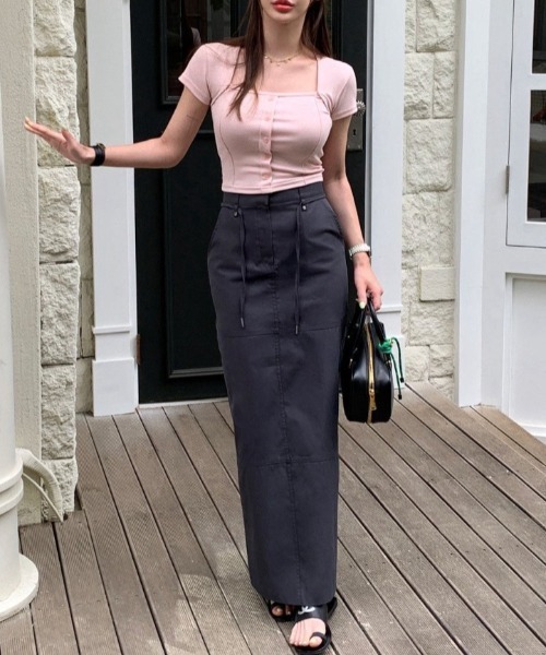 YUGA(ユーガ)の「YUGA_YGMC Korean-style Drawstring Cargo Skirt(スカート・レディース・ホワイト/ブラック/カーキ・FREE)」の18枚目の写真