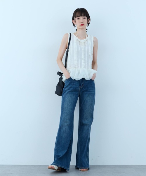 flaeu(フラユ)の「Balloon Peplum Sleeveless Top(Tシャツ/カットソー・レディース・ホワイト/ブラック・FREE)」の10枚目の写真