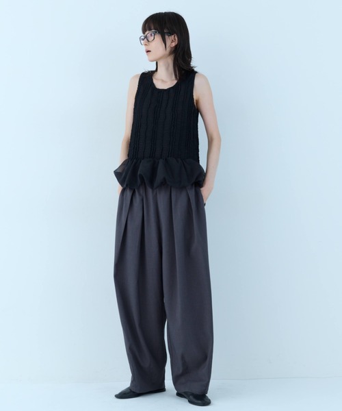 flaeu(フラユ)の「Balloon Peplum Sleeveless Top(Tシャツ/カットソー・レディース・ホワイト/ブラック・FREE)」の16枚目の写真