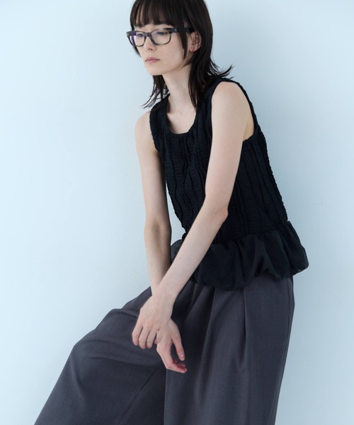 flaeu(フラユ)の「Balloon Peplum Sleeveless Top(Tシャツ/カットソー・レディース・ホワイト/ブラック・FREE)」の14枚目の写真