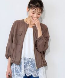 【万能羽織アイテム】シアーノーカラーポケットブルゾン