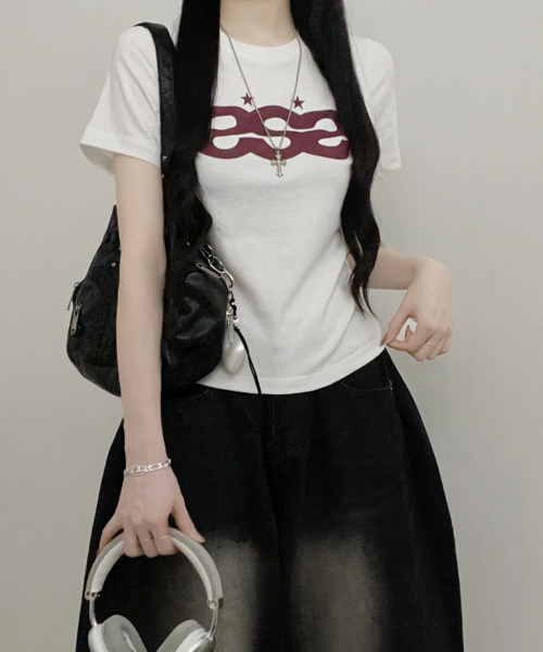 VIVID LADY(ビビッドレディー)の「ロゴプリント 半袖Tシャツ(Tシャツ/カットソー・レディース・ホワイト/ミント/ブラック・FREE)」の4枚目の写真