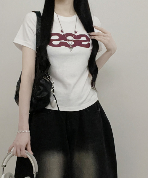 VIVID LADY(ビビッドレディー)の「ロゴプリント 半袖Tシャツ(Tシャツ/カットソー・レディース・ホワイト/ミント/ブラック・FREE)」の5枚目の写真