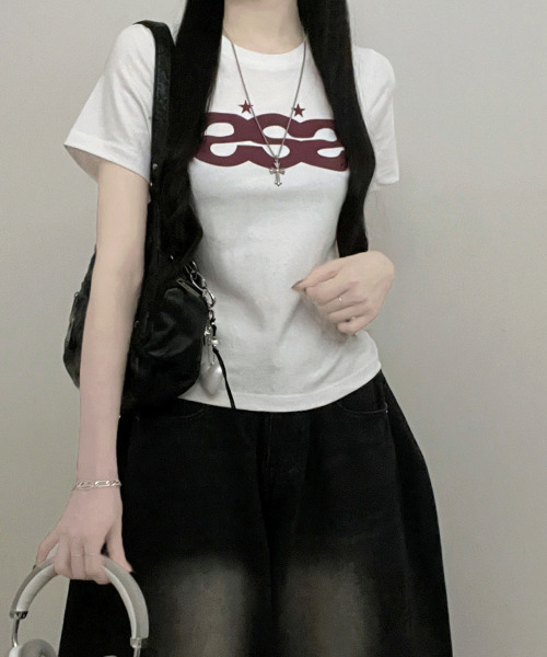 VIVID LADY(ビビッドレディー)の「ロゴプリント 半袖Tシャツ(Tシャツ/カットソー・レディース・ホワイト/ミント/ブラック・FREE)」の6枚目の写真