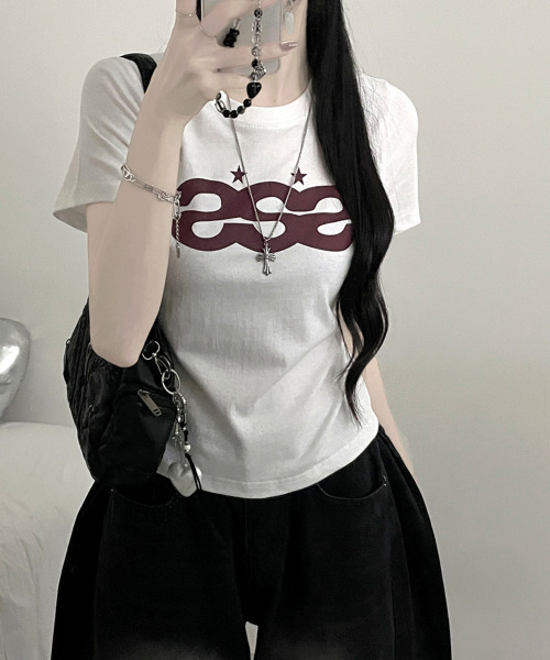 VIVID LADY(ビビッドレディー)の「ロゴプリント 半袖Tシャツ(Tシャツ/カットソー・レディース・ホワイト/ミント/ブラック・FREE)」の7枚目の写真