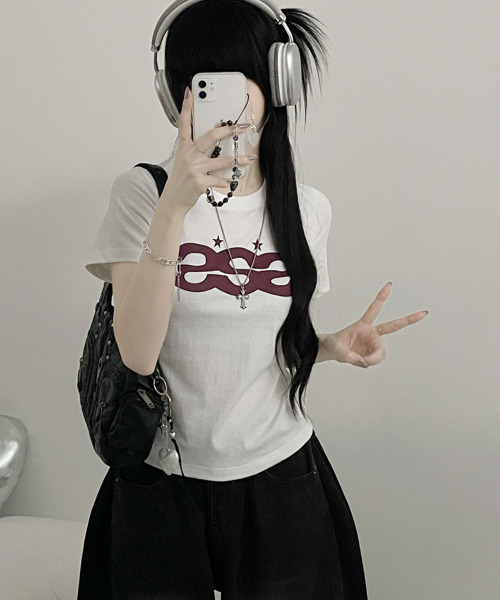 VIVID LADY(ビビッドレディー)の「ロゴプリント 半袖Tシャツ(Tシャツ/カットソー・レディース・ホワイト/ミント/ブラック・FREE)」の8枚目の写真