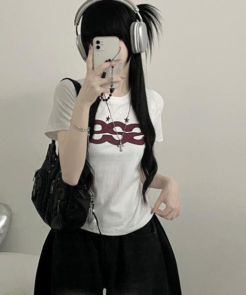 VIVID LADY(ビビッドレディー)の「ロゴプリント 半袖Tシャツ(Tシャツ/カットソー・レディース・ホワイト/ミント/ブラック・FREE)」の9枚目の写真
