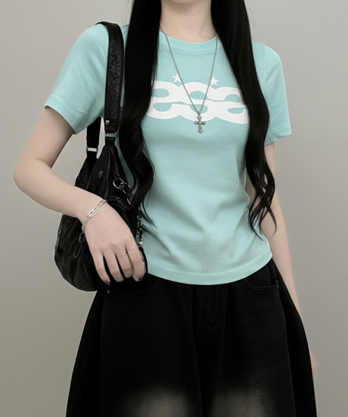 VIVID LADY(ビビッドレディー)の「ロゴプリント 半袖Tシャツ(Tシャツ/カットソー・レディース・ホワイト/ミント/ブラック・FREE)」の19枚目の写真