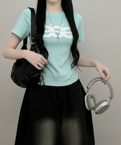 VIVID LADY(ビビッドレディー)の「ロゴプリント 半袖Tシャツ(Tシャツ/カットソー・レディース・ホワイト/ミント/ブラック・FREE)」の20枚目の写真