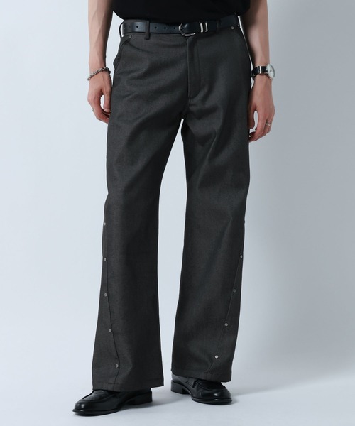 RAGEBLUE（レイジブルー）の「CURVE SEAM RIVET FLARE SLACKS/カーブシームリベットフレアパンツ（スラックス・メンズ・ネイビー/ブラック・LARGE/MEDIUM）」の2枚目の写真