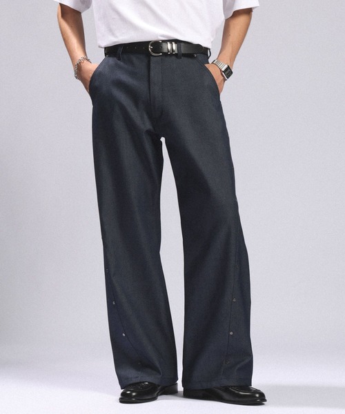 RAGEBLUE（レイジブルー）の「CURVE SEAM RIVET FLARE SLACKS/カーブシームリベットフレアパンツ（スラックス・メンズ・ネイビー/ブラック・LARGE/MEDIUM）」の6枚目の写真