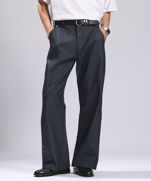 RAGEBLUE（レイジブルー）の「CURVE SEAM RIVET FLARE SLACKS/カーブシームリベットフレアパンツ（スラックス・メンズ・ネイビー/ブラック・LARGE/MEDIUM）」の8枚目の写真
