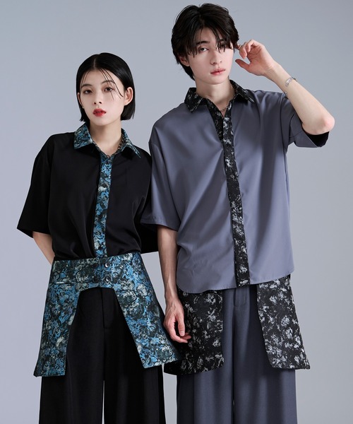 Ellno Loset(エルノロゼット)の「ニュアンスジャガードクレリックシャツ/SETUP対応(シャツ/ブラウス・メンズ・ブルーグレー/オフホワイト/ブラック・SMALL/MEDIUM/LARGE)」の5枚目の写真