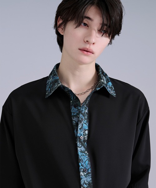 Ellno Loset(エルノロゼット)の「ニュアンスジャガードクレリックシャツ/SETUP対応(シャツ/ブラウス・メンズ・ブルーグレー/オフホワイト/ブラック・SMALL/MEDIUM/LARGE)」の7枚目の写真