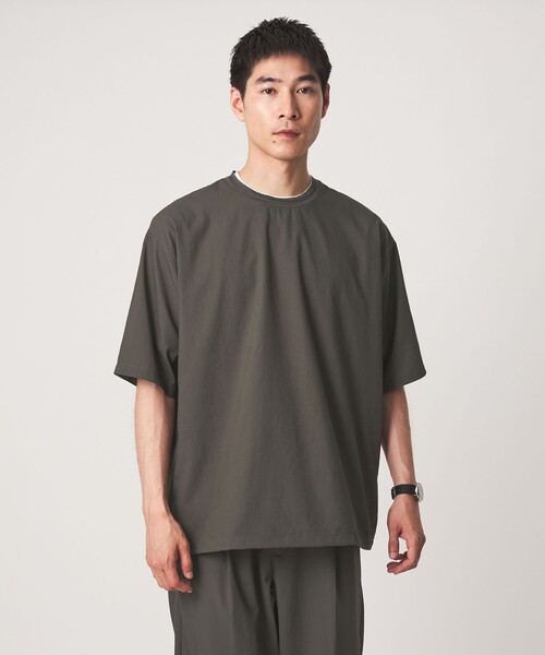 green label relaxing(グリーンレーベルリラクシング)の「Dot Air ドローコード クルーネック 半袖 Tシャツ -ストレッチ-(Tシャツ/カットソー・メンズ・ライトグレー/ブラック/オリーブ・S/M/L/XL)」の3枚目の写真