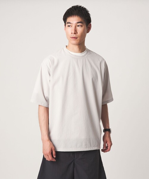 green label relaxing(グリーンレーベルリラクシング)の「Dot Air ドローコード クルーネック 半袖 Tシャツ -ストレッチ-(Tシャツ/カットソー・メンズ・ライトグレー/ブラック/オリーブ・S/M/L/XL)」の6枚目の写真